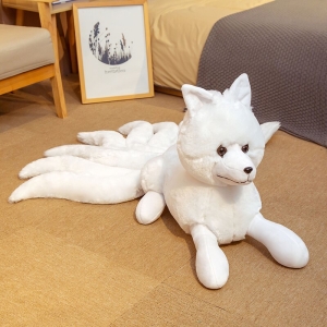 Biały pluszowy lis z miękkiego futra Materiał: BAWEŁNA