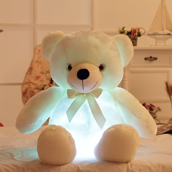 Pluszowy Niedźwiedź Poduszka LED biały Pluszowy Niedźwiedź Pluszowe Zwierzęta Materiały: Bawełna