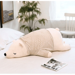 Biały Ubrany Śpiący Pluszowy Niedźwiedź Pluszowe Zwierzę 87aa0330980ddad2f9e66f: 50cm|60cm|70cm|90cm