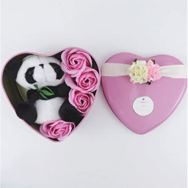 Panda pluszowa różowe pudełko walentynkowe Materiały: bawełna