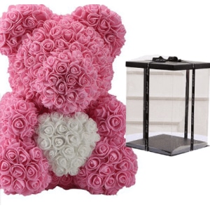 Pluszowy różowy miś pudełko kolekcjonerskie Walentynki pluszowe Materiał: Bawełna