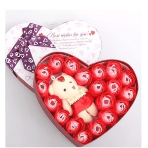 Czerwony miś miłosne pudełko Walentynki przytulanka Materiały: Bawełna