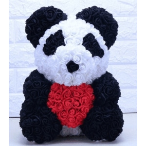 Czerwone róże panda pluszowe Walentynki pluszowe Materiał: Bawełna