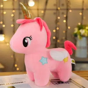 Pink Unicorn Plush Golden Horn Unicorn Plush Fantasy a7796c561c033735a2eb6c: Różowy