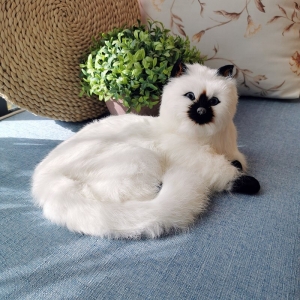 Biała pluszowa lalka kot Pluszowe zwierzęta Pluszowy kot Przedział wiekowy: > 2 lat