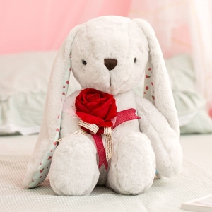 Olbrzymi pluszowy biały królik z różowym pluszem Materiał: Bawełna