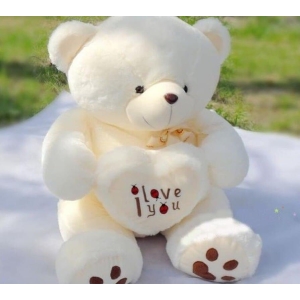 Furry Teddy Bear Valentine Plush a7796c561c033735a2eb6c: Beige|White