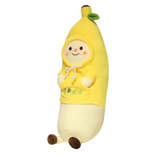 Pluszowa poduszka banan ze skórką jak żółta bluza z kapturem